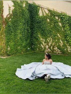 Strapless Silver Ball Gown Prom Dress